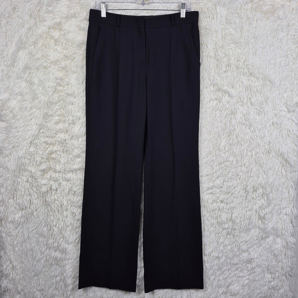 Giada Navy Blue Virgin Wool Wide Leg Trouser Dress Pants IT 42/US 6 Quiet Luxury